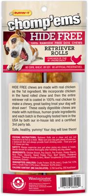 Show full view: Chomp'ems 7"Hide-Free Chicken Rolls Dog Treats, 2 count, bundle of 2 slide 3 of 9