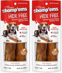 Chomp'ems 7" Hide-Free Peanut Butter Rolls Dog Treats, 2 count, bundle of 2