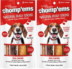 Chomp'ems 6" Bully Stick Dog Treats, 4 count, bundle of 2