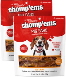 Chomp'ems Pig Ear Chews Dog Treats, 12 count, bundle of 2