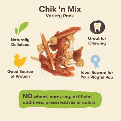 Show full view: Pet 'n Shape Chik 'n Mix Variety Pack Dog Treats, 16-oz bag, bundle of 2 slide 4 of 6