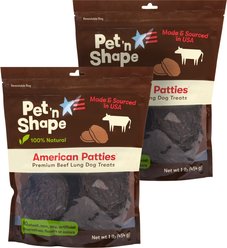 Pet 'n Shape American Patties Premium Beef Lung Dog Treats, 16-oz bag, bundle of 2