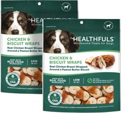 Healthfuls Chicken & Peanut Butter Biscuit Wraps Dog Treats, 16-oz bag, bundle of 2