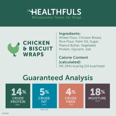 Show full view: Healthfuls Chicken & Peanut Butter Biscuit Wraps Dog Treats, 16-oz bag, bundle of 2 slide 6 of 10