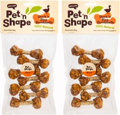 Pet 'n Shape Duck 'n Rice Dumbbells Dog Treats, 3-oz bag, bundle of 2