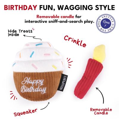 Show full view: CHEWFFON Cupcake Hide & Seek Squeaky Dog Toy, Brown slide 2 of 7