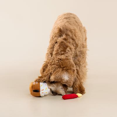 Show full view: CHEWFFON Cupcake Hide & Seek Squeaky Dog Toy, Brown slide 5 of 7