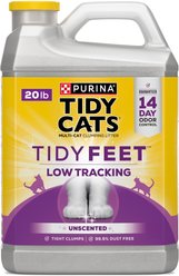 Tidy Cats Tidy Feet Low Tracking Unscented Clumping Clay Cat Litter, 20-lb jug, case of 2