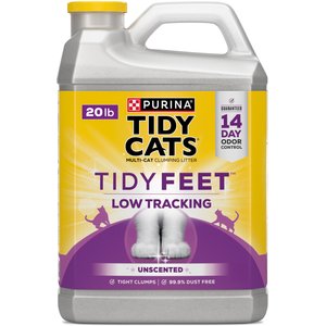 Tidy Cats Tidy Feet Low Tracking Unscented Clumping Clay Cat Litter, 20-lb jug, case of 2