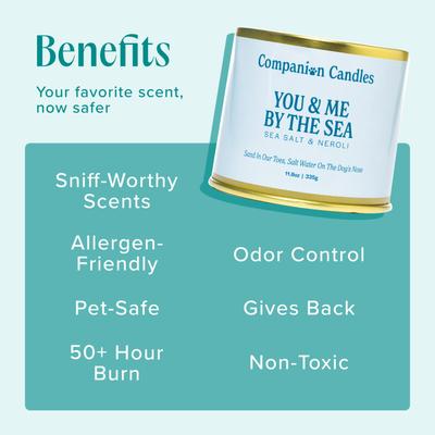 Show full view: Companion Candles You & Me by the Sea Sea Salt & Neroli Scented Pet-Friendly Candle, 11.8-oz jar slide 4 of 10