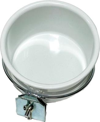 Show full view: YML EasyClip Bird Bowl with Clamp & Holder, White, 5-in slide 4 of 4
