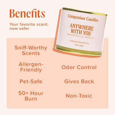 Show full view: Companion Candles Anywhere with You Grapefruit & Vanilla Scented Pet-Friendly Candle, 11.8-oz jar slide 4 of 11