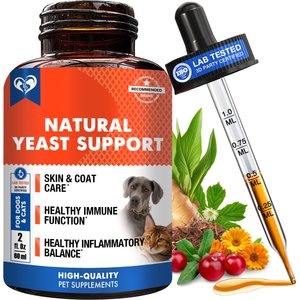 Beloved Pets Natural Yeast Support for Skin & Coat, Healthy Inflammatory Balance in Dogs & Cats, 2-fl oz Bottle