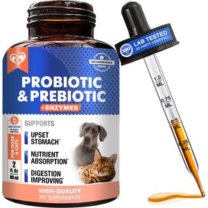 Beloved Pets Probiotics & Prebiotics with Enzymes Liquid Supplement for Digestive Support in Dogs & Cats, 2-fl oz bottle