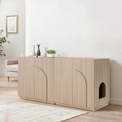 Unipaws High Type Cat Litter Box Enclosure, Arched Wood slide 2 of 7