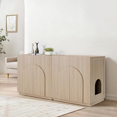 Show full view: Unipaws High Type Cat Litter Box Enclosure, Arched Wood slide 6 of 7