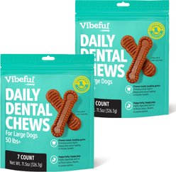 Vibeful Large Daily Dental Chews for Dogs, Cinnamon Flavor, 7 count, bundle of 2