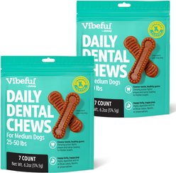 Vibeful Medium Daily Dental Chews for Dogs, Cinnamon Flavor, 7 count, bundle of 2