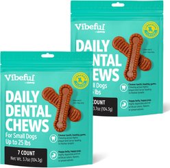 Vibeful Small Daily Dental Chews for Dogs, Cinnamon Flavor, 7 count, bundle of 2