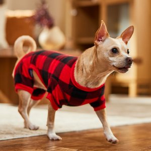 Frisco Dog & Cat Cozy Polar Fleece Pajamas, Red Plaid, Small