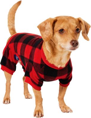 Show full view: Frisco Dog & Cat Cozy Polar Fleece PJs, Red Plaid, Small slide 4 of 9