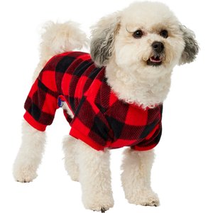 Frisco Dog & Cat Cozy Polar Fleece PJs, Red Plaid, Medium