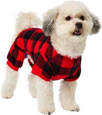 Show full view: Frisco Dog & Cat Cozy Polar Fleece PJs, Red Plaid, Medium slide 3 of 7