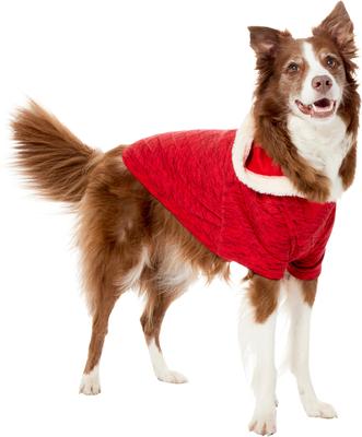 Show full view: Frisco Textured Knit Dog & Cat Hoodie, Heather Red, XX-Large slide 3 of 8