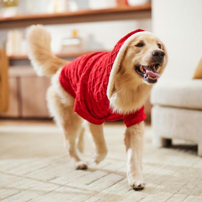 Show full view: Frisco Textured Knit Dog & Cat Hoodie, Heather Red, XX-Large slide 7 of 8