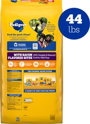 Pedigree Roasted Chicken & Vegetable Flavor with Bacon Flavored Bites Adult Dry Dog Food, 44-lb bag slide 2 of 9