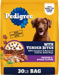 Pedigree Tender Bites Complete Nutrition Chicken & Steak Flavor Dry Dog Food, 30-lb bag