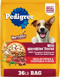 Pedigree with MarroBites Steak & Vegetable Flavor Pieces Adult Dry Dog Food, 36-lb bag
