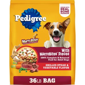 Pedigree with MarroBites Steak & Vegetable Flavor Pieces Adult Dry Dog Food, 36-lb bag