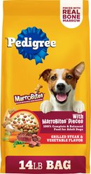 Pedigree with MarroBites Pieces Steak & Vegetable Flavor Adult Dry Dog Food, 14-lb bag