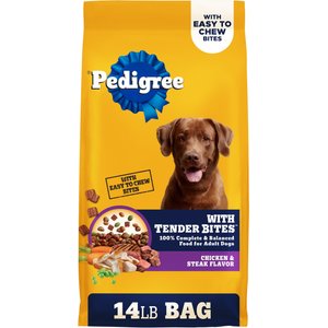 Pedigree Tender Bites Adult Complete Nutrition Chicken & Steak Flavor Dry Dog Food, 14-lb bag