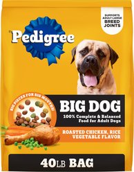Pedigree Big Dogs Adult Complete Nutrition Large Breed Roasted Chicken Flavor Dry Dog Food, 40-lb bag