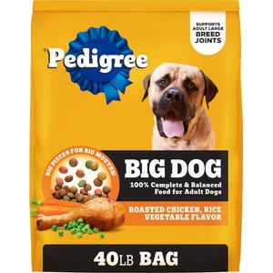 Pedigree Big Dogs Adult Complete Nutrition Large Breed Roasted Chicken Flavor Dry Dog Food, 40-lb bag