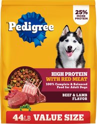 Pedigree High Protein Beef & Lamb Flavor Dog Kibble Adult Dry Dog Food, 44-lb bag