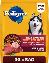 Pedigree High Protein Beef & Lamb Flavor Dog Kibble Adult Dry Dog Food, 30-lb bag