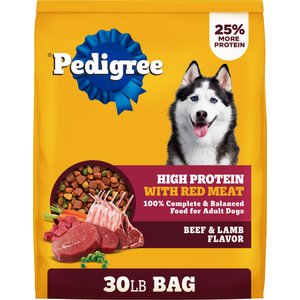 Pedigree High Protein Beef & Lamb Flavor Dog Kibble Adult Dry Dog Food, 30-lb bag