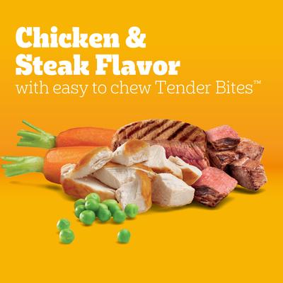 Show full view: Pedigree Tender Bites Complete Nutrition Chicken & Steak Flavor Dry Dog Food, 30-lb bag slide 6 of 11