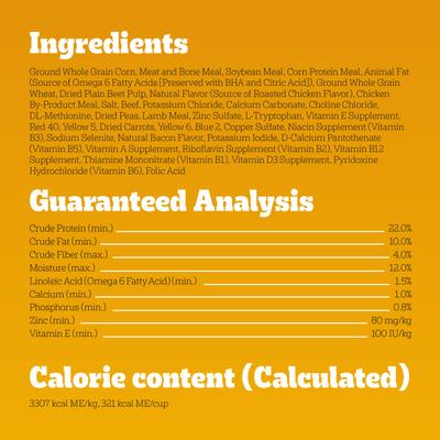 Show full view: Pedigree Roasted Chicken & Vegetable Flavor with Bacon Flavored Bites Adult Dry Dog Food, 18-lb bag slide 7 of 11