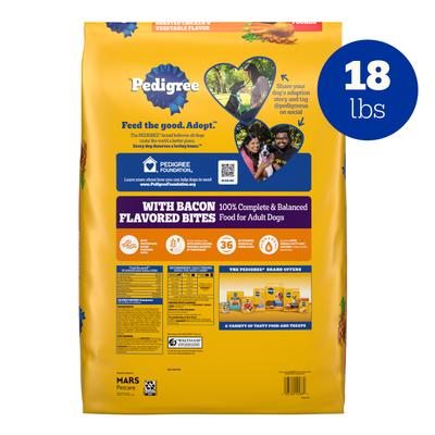 Show full view: Pedigree Roasted Chicken & Vegetable Flavor with Bacon Flavored Bites Adult Dry Dog Food, 18-lb bag slide 3 of 11