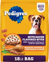 Pedigree Roasted Chicken & Vegetable Flavor with Bacon Flavored Bites Adult Dry Dog Food, 18-lb bag