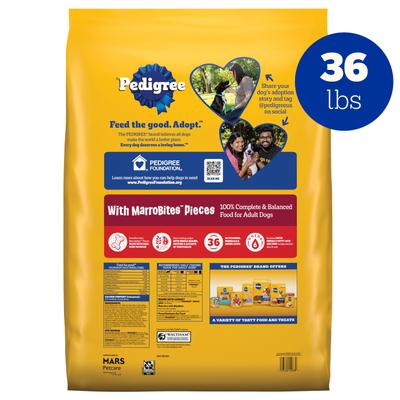 Show full view: Pedigree with MarroBites Steak & Vegetable Flavor Pieces Adult Dry Dog Food, 36-lb bag slide 3 of 11