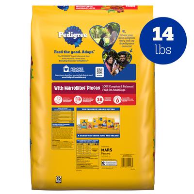 Show full view: Pedigree with MarroBites Pieces Steak & Vegetable Flavor Adult Dry Dog Food, 14-lb bag slide 3 of 10