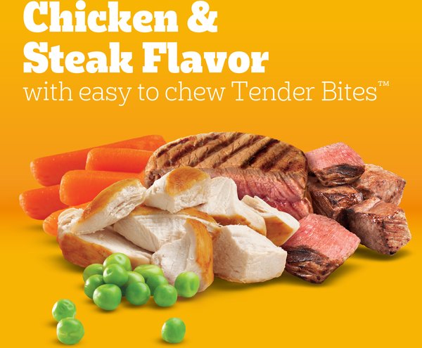 Show full view: Pedigree Tender Bites Complete Nutrition Chicken & Steak Flavor Small Breed Adult Dry Dog Food, 14-lb bag slide 6 of 11