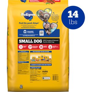 Pedigree Small Dog Complete Nutrition Grilled Steak & Vegetable Flavor Dog Kibble Small Breed Adult Dry Dog Food, 14-lb bag