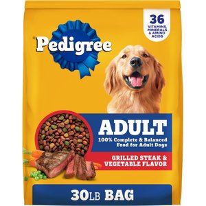 Pedigree Complete Nutrition Grilled Steak & Vegetable Flavor Dog Kibble Adult Dry Dog Food, 30-lb bag