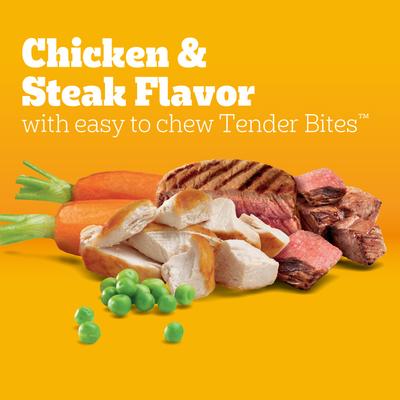 Show full view: Pedigree Tender Bites Adult Complete Nutrition Chicken & Steak Flavor Dry Dog Food, 14-lb bag slide 6 of 11